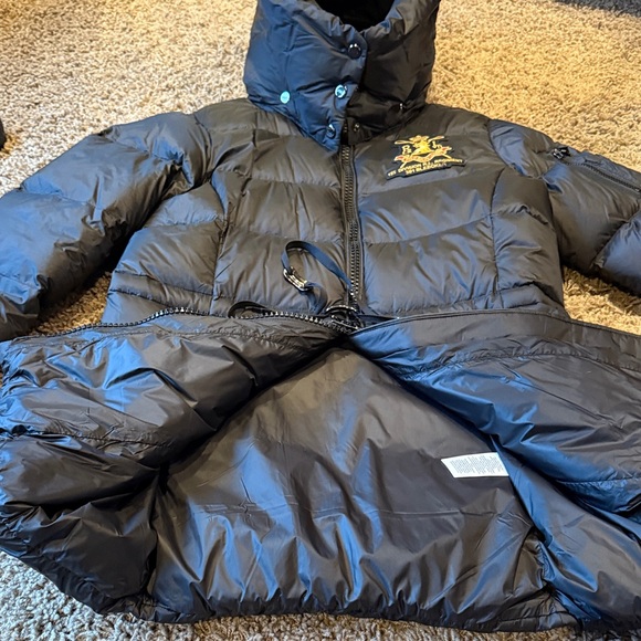 Black Puffer Coat with Embroidered Logo - Picture 7 of 8